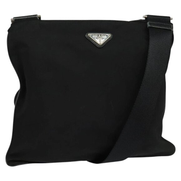 PRADA Shoulder Bag Nylon Black Silver Auth ep8428 - Picture 1 of 16